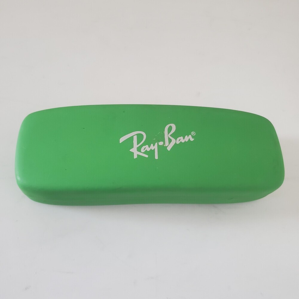 Ray-Ban Hard Eyeglass Sunglasses Case Green Red Interior with Cleaning Cloth
